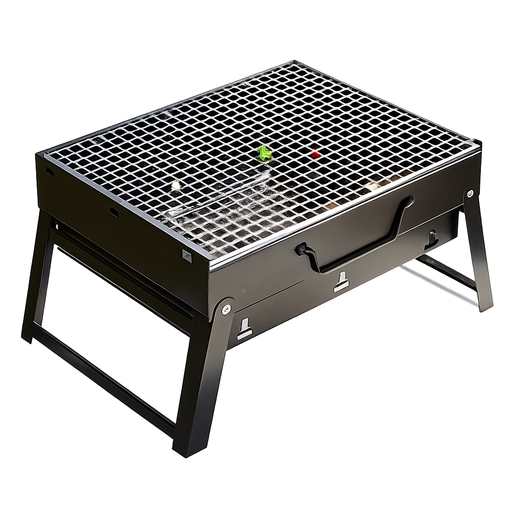Parrilla BBQ portátil plegable abierta